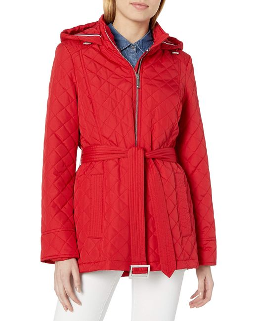 tommy hilfiger red quilted jacket