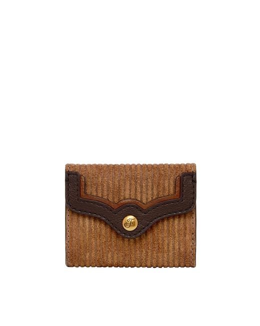 Fossil Brown Heritage Suede Leather Wallet Trifold