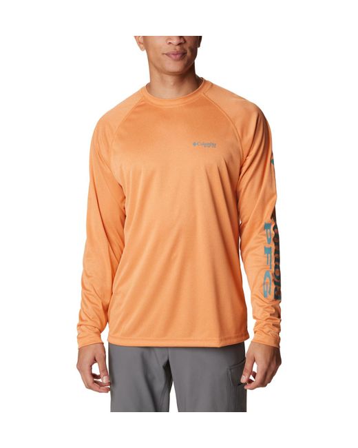 Columbia Orange Terminal Tackle Heather Long Sleeve Shirt for men