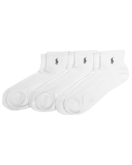 Polo Ralph Lauren White Tech Athletic Quarter Ankle Sock 3 Pair Pack for men