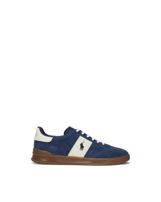 Polo Ralph Lauren Men's Blue Heritage Aera Suede Sneaker Shoes