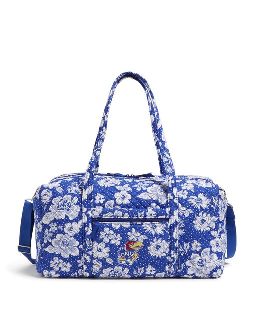 Vera Bradley Blue Cotton Collegiate Large Travel Duffle Bag