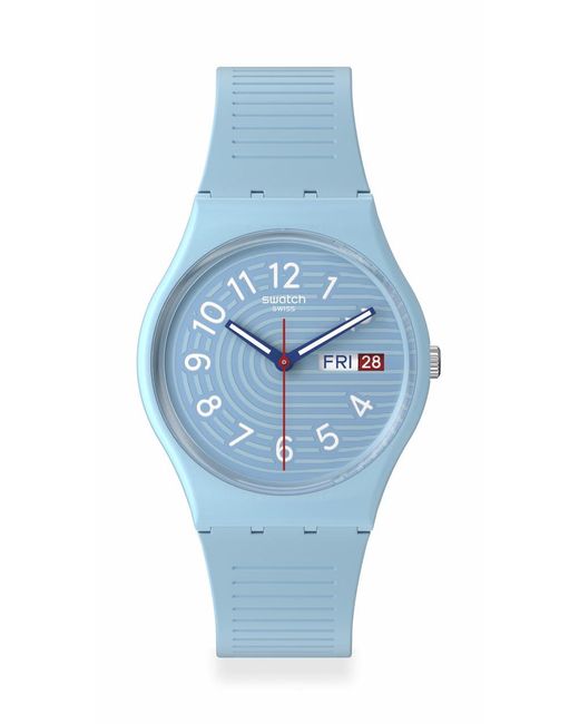 Swatch Casual Blue Watch Bio-sourced Material Quartz Trendy Lines In The Sky