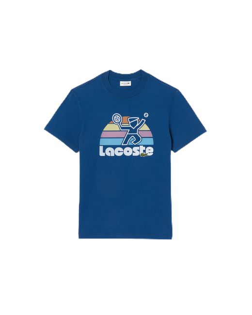 Lacoste Blue Short Sleeve Regular Fit Tee Shirt W/graphic On Front for men