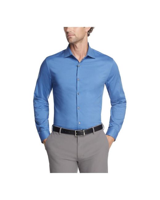 Kenneth Cole Blue Dress Shirt Slim Fit Techni-cole Stretch for men