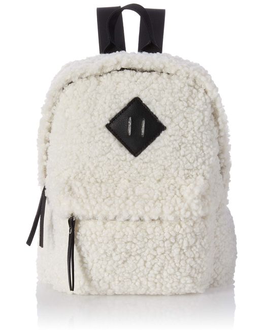 Madden Girl Faux Sherpa Backpack in White | Lyst