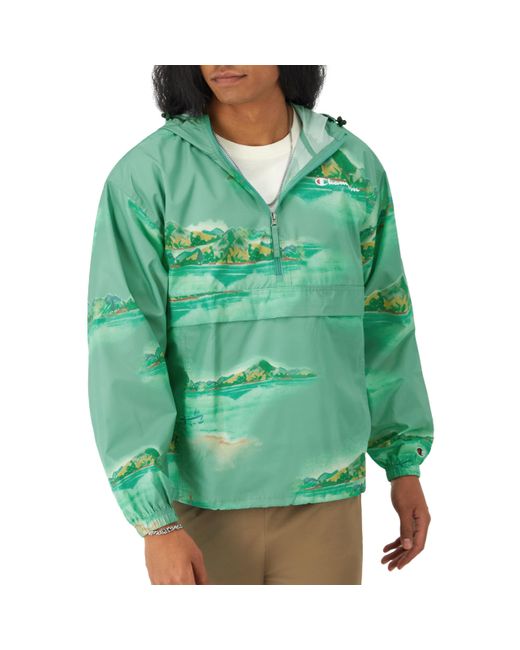 Champion Green , Stadium Packable Wind And Water Resistant Jacket for men