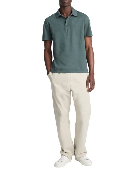 Vince Black Garment Dye Short Sleeve Polo for men