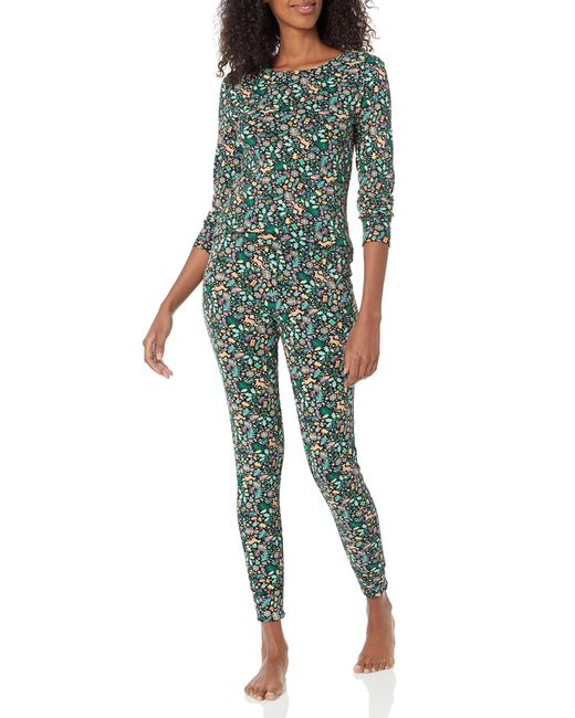 Amazon Essentials Green Snug-fit Cotton Pajama Set