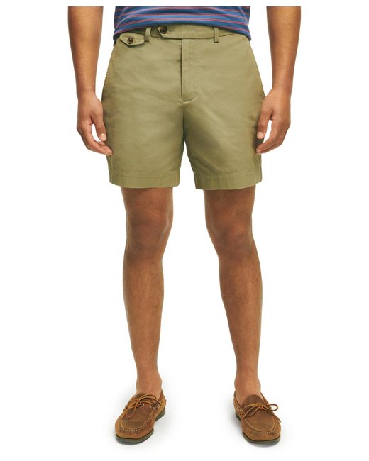 Brooks Brothers Green Regular Fit Stretch Supima Cotton Poplin Chino 7 Inch Inseam Shorts for men