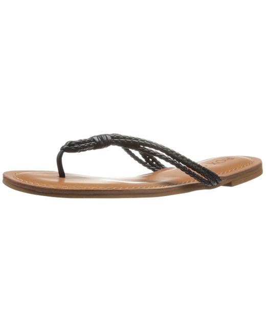 roxy black leather flip flops