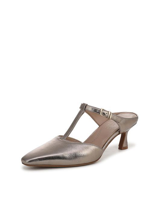 Naturalizer Brown Gem Pump Patina Pewter Leather 6.5 W