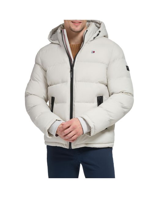 Tommy Hilfiger Quilted Hooded Puffer Jacket in Gray for Men Lyst