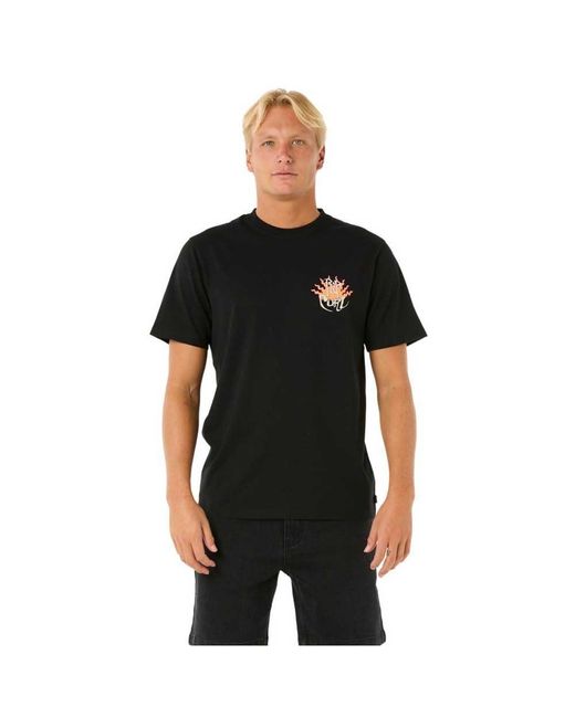Rip Curl Black Relaxed Fit Logo Crew T-shirt for men