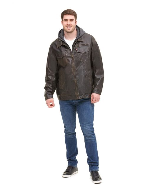 Faux Leather Trucker Hoody 