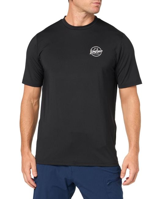 Volcom Black Standard Stone Stamp Upf 50+ Short Sleeve Loose Fit Rashguard for men