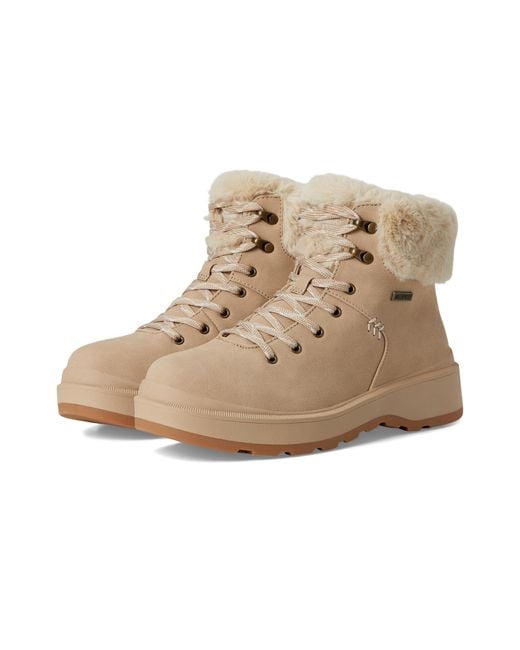 Skechers Faux Fur Trimmed Waterproof Hiking Boots in Natural Lyst