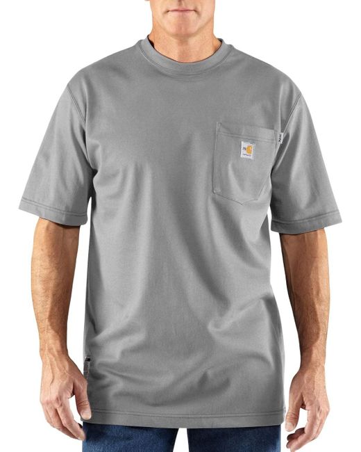 Carhartt Gray Mens Flame-resistant Force Cotton Short-sleeve T-shirt Work Utility Shirts for men