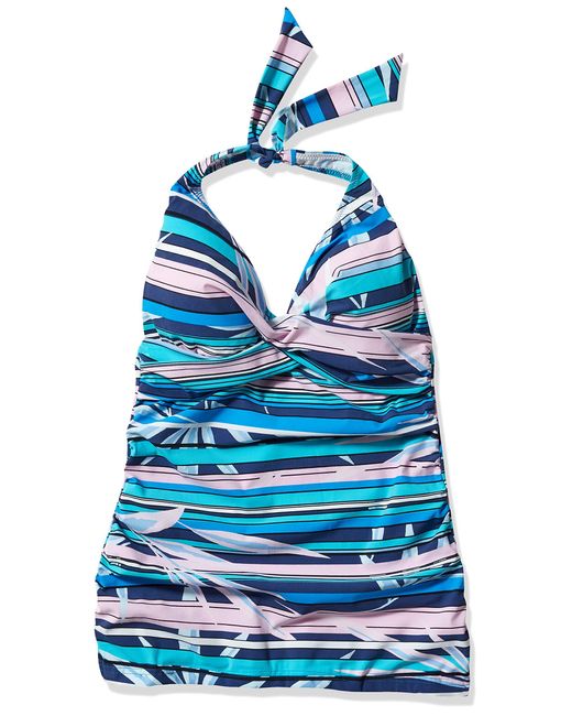 Gottex Standard Twist Front Halter V-neck Tankini Top Swimsuit in Blue ...