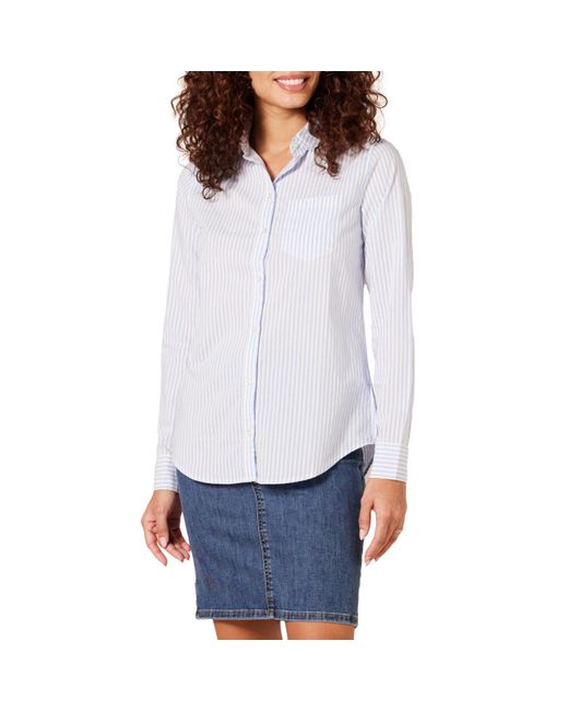 Amazon Essentials White Classic-fit Long-sleeve Button-down Poplin Shirt