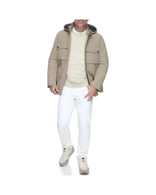 Andrew Marc Natural Mid-length Water Resistant Laueld Jacket Zip Off Hood for men