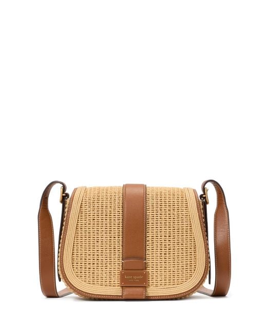 Kate Spade Brown Nouveau Straw Medium Saddle Bag