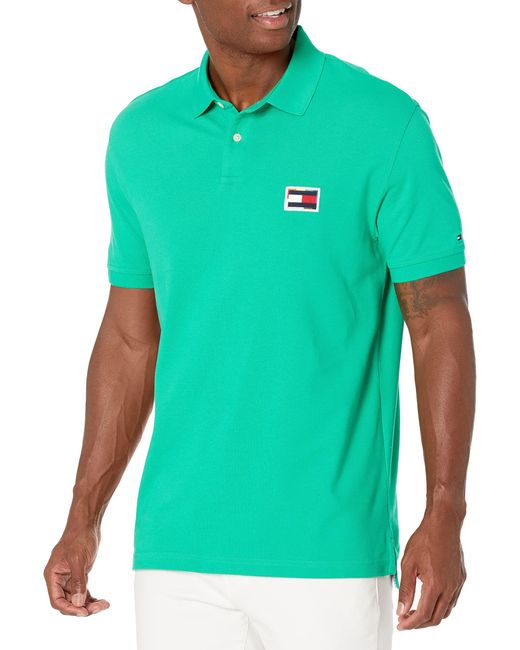 Tommy Hilfiger Green Mens Pride Short Sleeve In Regular Fit Polo Shirt for men