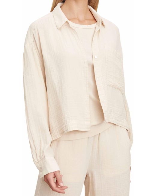 Velvet By Graham & Spencer Natural Lana Cotton Gauze Button Up Shirt