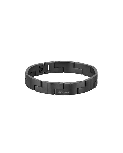 Lacoste Jewelry Catena Ionic Plated Black Steel Link Bracelet for men