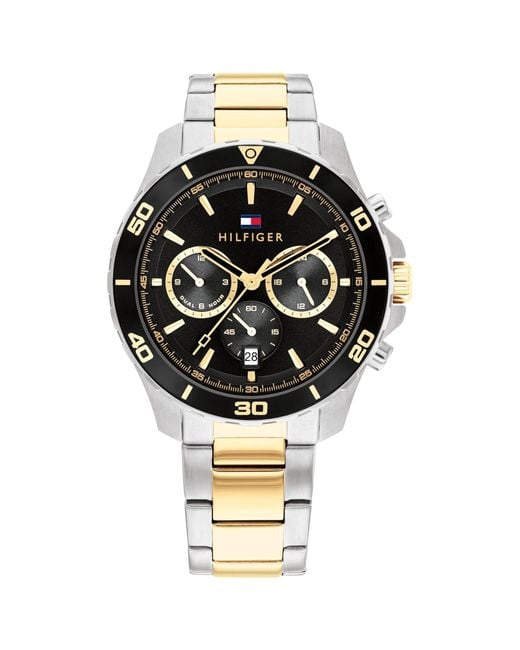 Tommy Hilfiger Black Multifunction Wristwatch For Him - Stainless Steel Bracelet - Water Resistant Up To 5 Atm/50 Meters - Premium Fashion For All for men