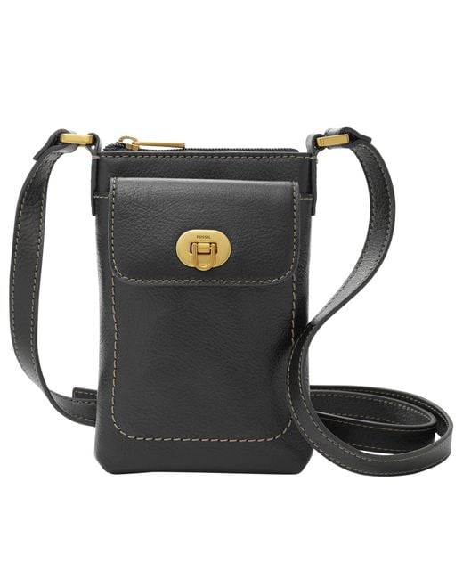 Fossil Harper Leather Wallet Phone Crossbody Bag in Black Lyst