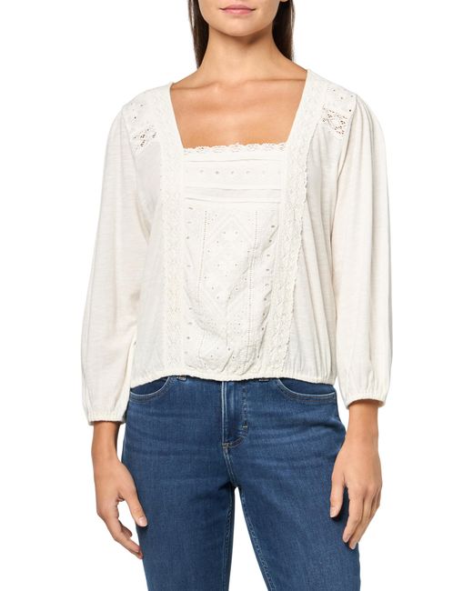 Lucky Brand Square Neck Peasant Top White