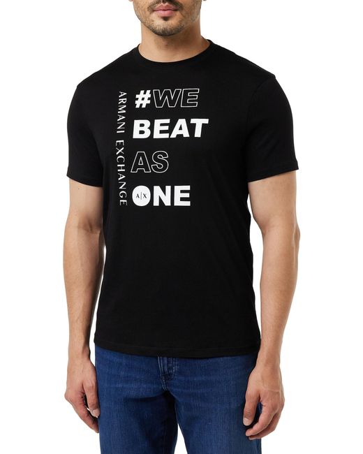 Emporio Armani Black A | X Armani Exchange We Beat As One Regular Fit Tee for men