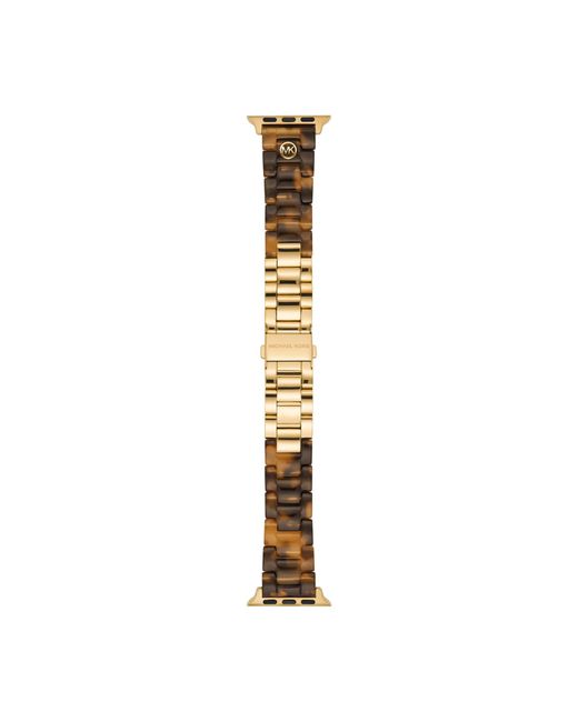 Michael Kors Tortoise Acetate And Goldtone Stainless Steel Band For