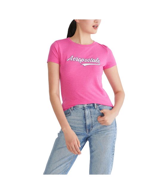 Aéropostale Pink Aero Ss Graphic Tee- Script