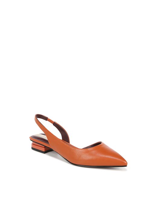 Franco Sarto Red S Tyra Low Block Heel Slingback Pump Orange Leather 10 M