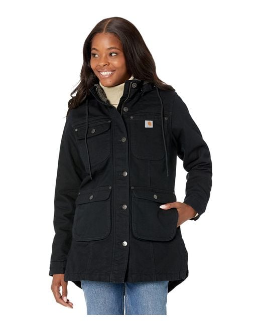 Carhartt Black Loose Fit Washed Duck Coat