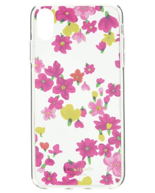 Kate Spade Pink Jeweled Marker Floral Phone Case For Iphone X Plus Clear Multi One Size