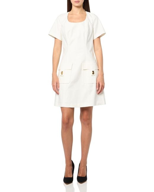 Trina Turk White Square Neck A Line Dress