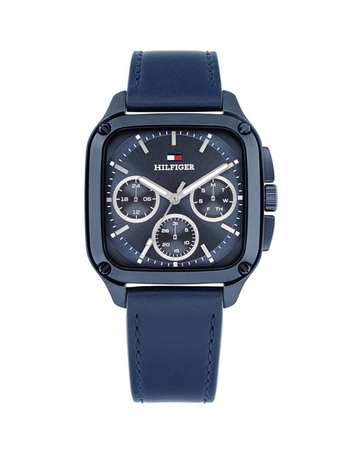Tommy Hilfiger Blue Multifunction Quartz Watch – 37x39mm Tank for men