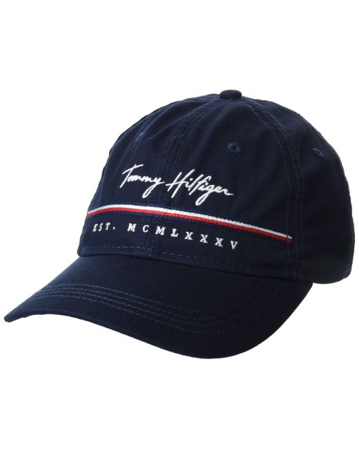 Tommy Hilfiger Blue Signature Adjustable Baseball Cap for men