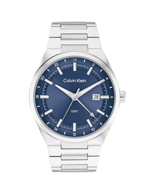 Calvin Klein Blue 44mm 3h Quartz Watch - Stainless Steel Bracelet - Modern Stylish Timepiece - Gift For for men