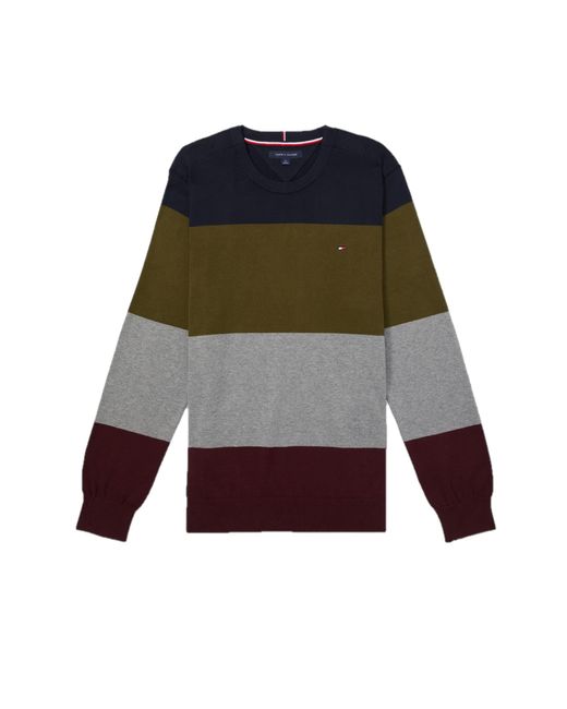Tommy Hilfiger Multicolor Adaptive Stripe Crewneck Sweater With Velcro Brand Closure for men