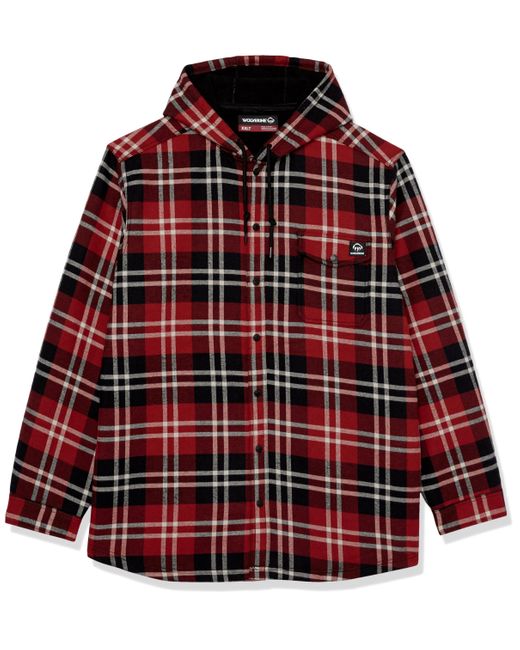 Wolverine Red Big & Tall Bucksaw Hooded Flannel Shirt Jac for men
