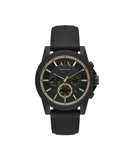 Emporio Armani Black A|x Armani Exchange Chronograph Silicone Watch for men