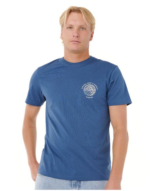 Rip Curl Blue Graphic Short Sleeve Crew Neck T-shirt for men