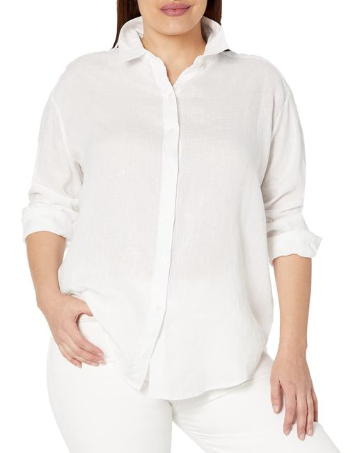 Rafaella White Easy Linen Long Sleeve Button-down Shirt