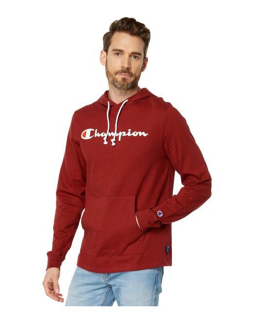 Champion Red , Midweight, Soft And Comfortable T-shirt Hoodie For , Autumn Clay Script, Medium for men