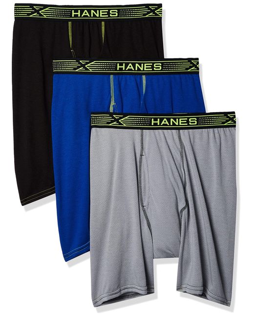 Hanes Sport X-temp Breathable Mesh Long Leg Boxer Brief 4-pack in Black ...