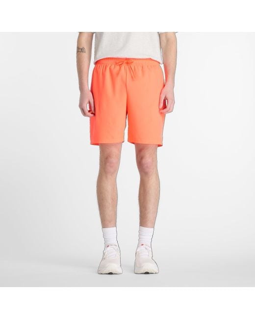 New Balance Orange Sport Essentials Short 7" for men